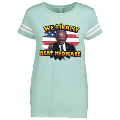 We Finally Beat Medicare Joe Biden Trump Political Debate Enza Ladies Jersey Football T-Shirt