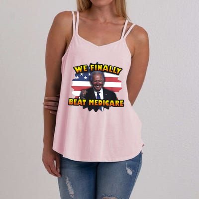 We Finally Beat Medicare Joe Biden Trump Political Debate Women's Strappy Tank