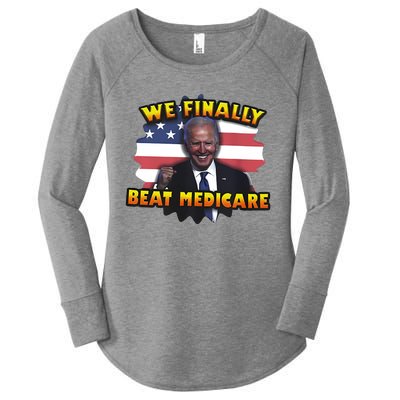 We Finally Beat Medicare Joe Biden Trump Political Debate Women's Perfect Tri Tunic Long Sleeve Shirt