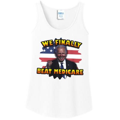 We Finally Beat Medicare Joe Biden Trump Political Debate Ladies Essential Tank