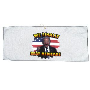 We Finally Beat Medicare Joe Biden Trump Political Debate Large Microfiber Waffle Golf Towel