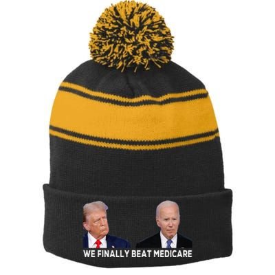 We Finally Beat Medicare Stripe Pom Pom Beanie