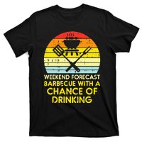 Weekend Forecast Barbecue Funny Bbq Grilling Dad T-Shirt