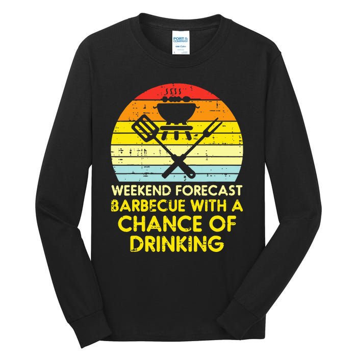 Weekend Forecast Barbecue Funny Bbq Grilling Dad Tall Long Sleeve T-Shirt