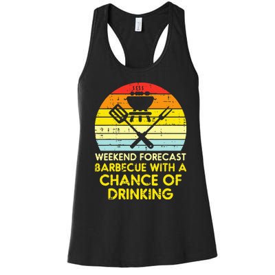 Weekend Forecast Barbecue Funny Bbq Grilling Dad Women's Racerback Tank