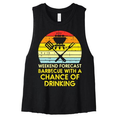 Weekend Forecast Barbecue Funny Bbq Grilling Dad Women's Racerback Cropped Tank