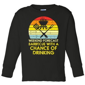 Weekend Forecast Barbecue Funny Bbq Grilling Dad Toddler Long Sleeve Shirt