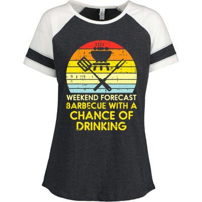 Weekend Forecast Barbecue Funny Bbq Grilling Dad Enza Ladies Jersey Colorblock Tee