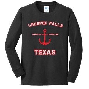 Whisper Falls Beach Life Better Life Texas Kids Long Sleeve Shirt