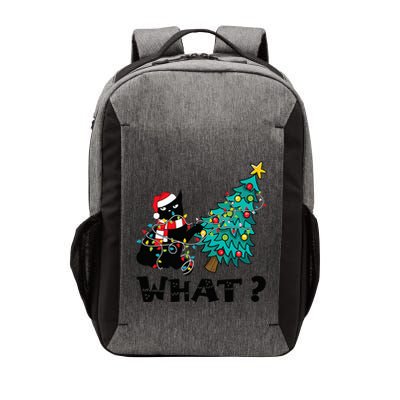 WHAT Funny Black Cat Santa Pushing Christmas Tree Cat Lover Vector Backpack