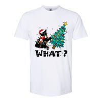 WHAT Funny Black Cat Santa Pushing Christmas Tree Cat Lover Softstyle CVC T-Shirt