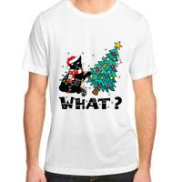 WHAT Funny Black Cat Santa Pushing Christmas Tree Cat Lover Adult ChromaSoft Performance T-Shirt