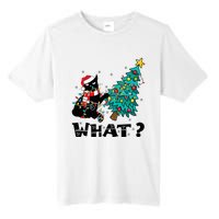 WHAT Funny Black Cat Santa Pushing Christmas Tree Cat Lover Tall Fusion ChromaSoft Performance T-Shirt