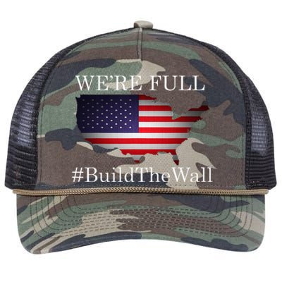 We're Full Build The Wall Patriotic Trump 2024 Retro Rope Trucker Hat Cap