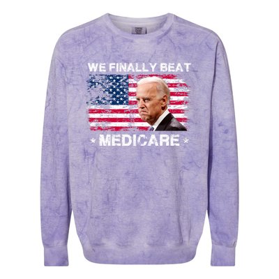 We Finally Beat Medicare Funny Anti Biden Colorblast Crewneck Sweatshirt