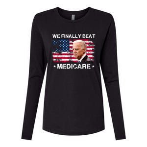 We Finally Beat Medicare Funny Anti Biden Womens Cotton Relaxed Long Sleeve T-Shirt