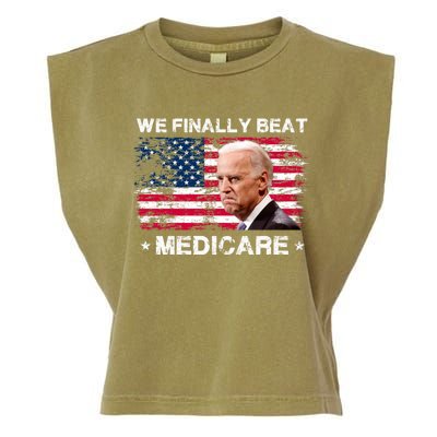 We Finally Beat Medicare Funny Anti Biden Garment-Dyed Women's Muscle Tee