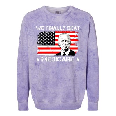 We Finally Beat Medicare Funny Anti Biden Colorblast Crewneck Sweatshirt