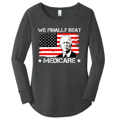 We Finally Beat Medicare Funny Anti Biden Women's Perfect Tri Tunic Long Sleeve Shirt