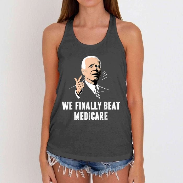 We Finally Beat Medicare Joe Biden Women's Knotted Racerback Tank