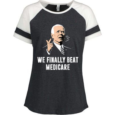 We Finally Beat Medicare Joe Biden Enza Ladies Jersey Colorblock Tee