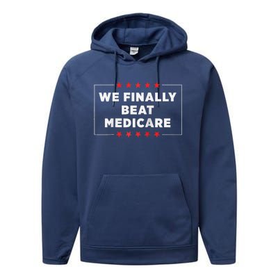 We Finally Beat Medicare Raglan Baseball Performance Fleece Hoodie