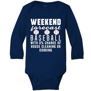 Weekend Forecast Baseball Mom Funny Baseball Softball Sports Gift Baby Long Sleeve Bodysuit