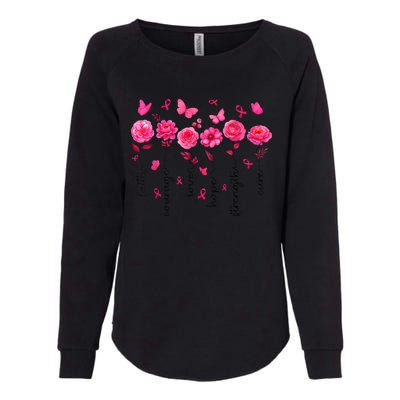 Women Floral Breast Cancer Awareness Warrior Gift Womens California Wash Sweatshirt