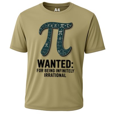 Wanted For Being Infinitly Irrational Funny Pi Day Math .Png Cooling Performance Crew T-Shirt