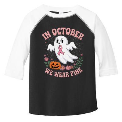 Women Floral Boo Spiderweb We Wear Pin.K Ghost Breast Cancer Toddler Fine Jersey T-Shirt