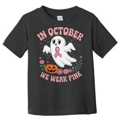 Women Floral Boo Spiderweb We Wear Pin.K Ghost Breast Cancer Toddler T-Shirt