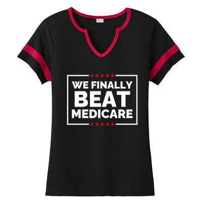 We Finally Beat Medicare Funny Biden Ladies Halftime Notch Neck Tee