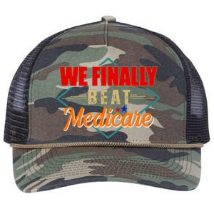 We Finally Beat Medicare Funny Political Statement Retro Rope Trucker Hat Cap