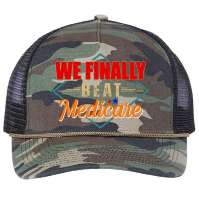 We Finally Beat Medicare Funny Political Statement Retro Rope Trucker Hat Cap