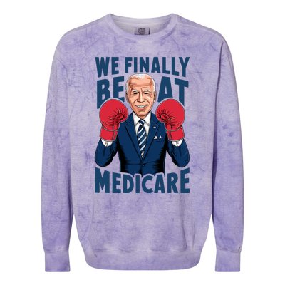 We Finally Beat Medicare Funny Biden Colorblast Crewneck Sweatshirt