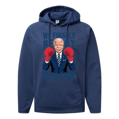 We Finally Beat Medicare Funny Biden Performance Fleece Hoodie