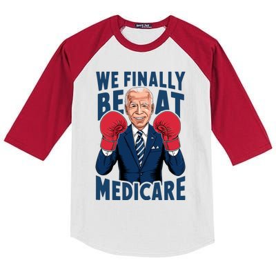 We Finally Beat Medicare Funny Biden Kids Colorblock Raglan Jersey