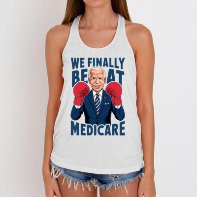 We Finally Beat Medicare Funny Biden Women's Knotted Racerback Tank