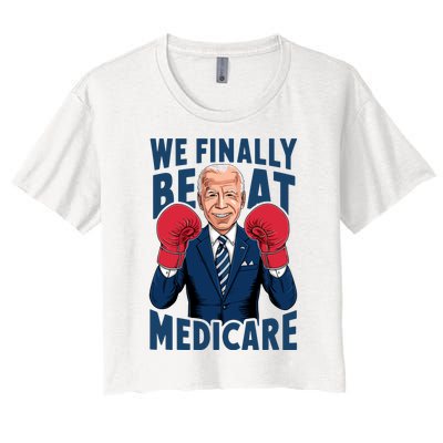 We Finally Beat Medicare Funny Biden Women's Crop Top Tee