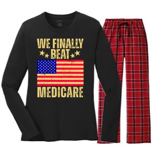 We Finally Beat Medicare Women's Long Sleeve Flannel Pajama Set 