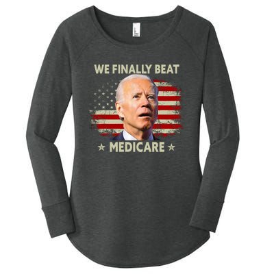 We Finally Beat Medicare Funny Biden Women's Perfect Tri Tunic Long Sleeve Shirt