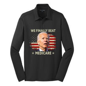 We Finally Beat Medicare Funny Biden Silk Touch Performance Long Sleeve Polo