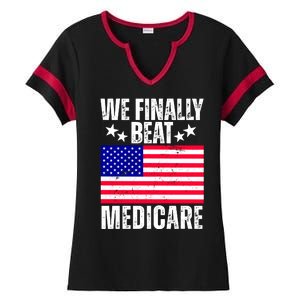 We Finally Beat Medicare Funny Politics 2024 Election Ladies Halftime Notch Neck Tee