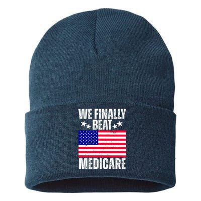 We Finally Beat Medicare Funny Politics 2024 Election Sustainable Knit Beanie