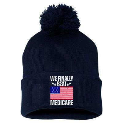 We Finally Beat Medicare Funny Politics 2024 Election Pom Pom 12in Knit Beanie