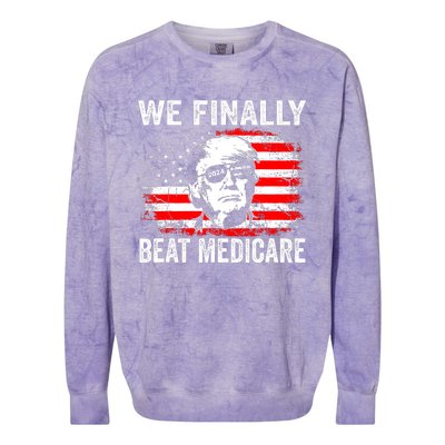 We Finally Beat Medicare Funny Biden Colorblast Crewneck Sweatshirt