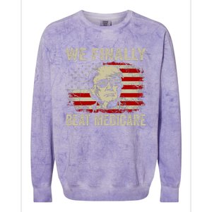 We Finally Beat Medicare Funny Biden Colorblast Crewneck Sweatshirt