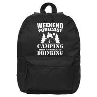 Weekend Forecast Camping With A Chance Of Drinking Themed 16 in Basic Backpack