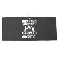 Weekend Forecast Camping With A Chance Of Drinking Themed Large Microfiber Waffle Golf Towel