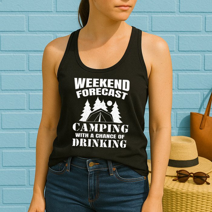 Weekend Forecast Camping With A Chance Of Drinking Themed Womens Tank Top
